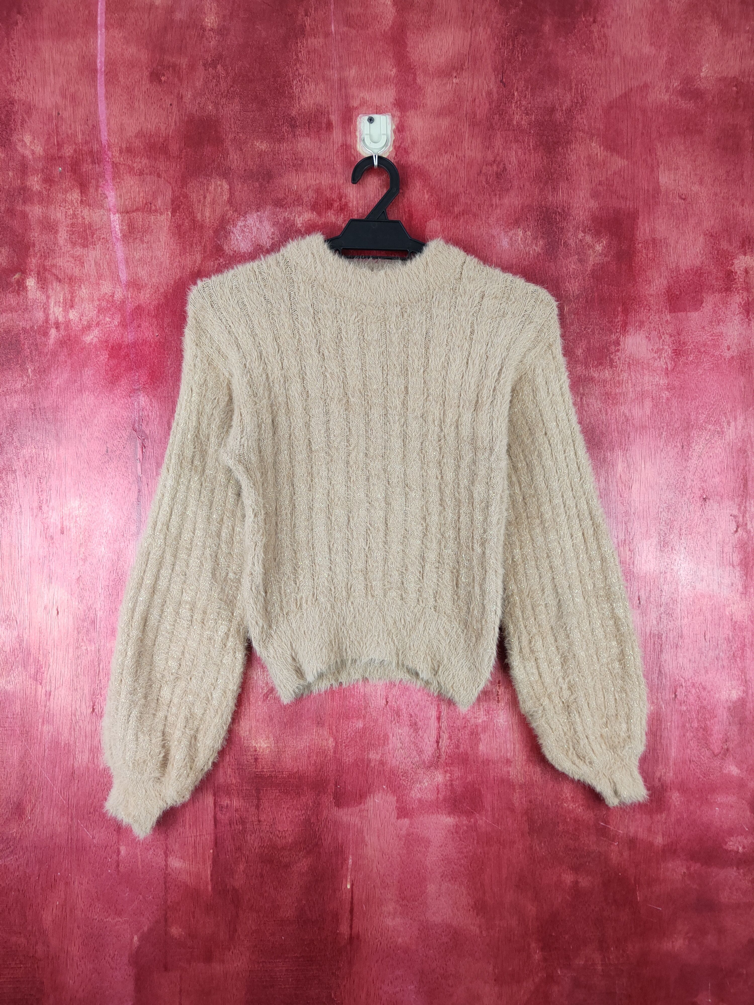 Image of Vintage E Hypen World Gallery Beige Fur Mohair Knitwear S1915, Women's (Size XS)