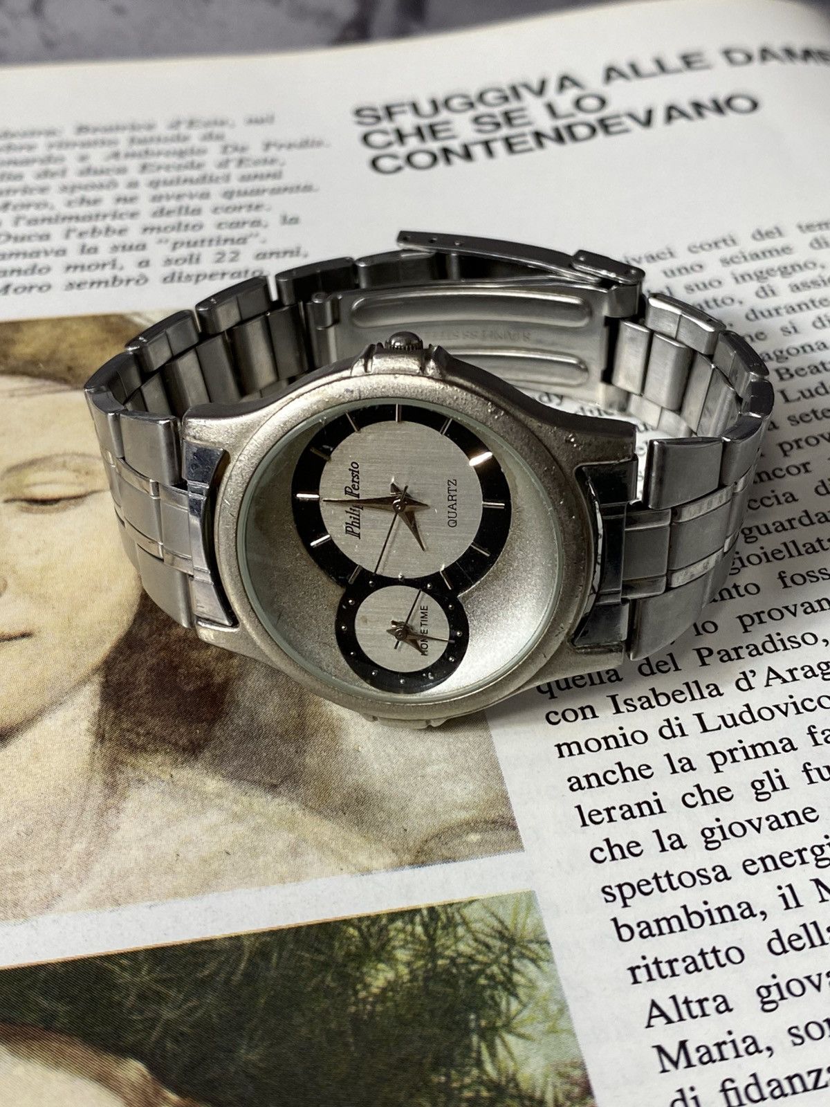 Japanese Brand Philip Persio Watch Dual Time Quartz, Two Time Zones Size ONE SIZE - 1 Thumbnail