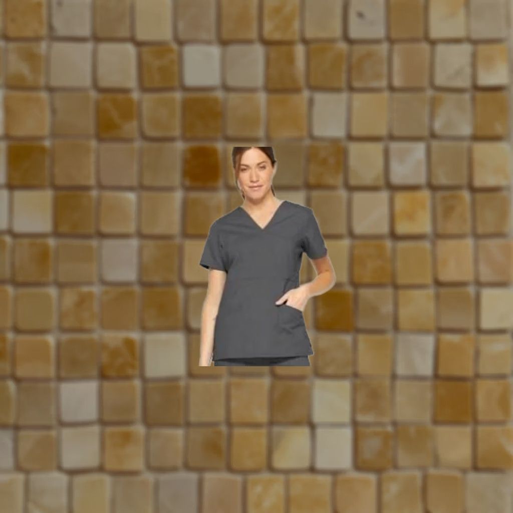Dickies WOMENS Dickies EDS Signature Scrubs Top for Women Mock Wrap GRAY M 86806 Size M / US 6-8 / IT 42-44 - 1 Preview