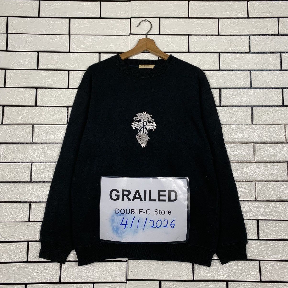 Japanese Brand 📌Vintage Sweatshirt Greetwood Big Logo Cross Design Size US L / EU 52-54 / 3 - 1 Thumbnail