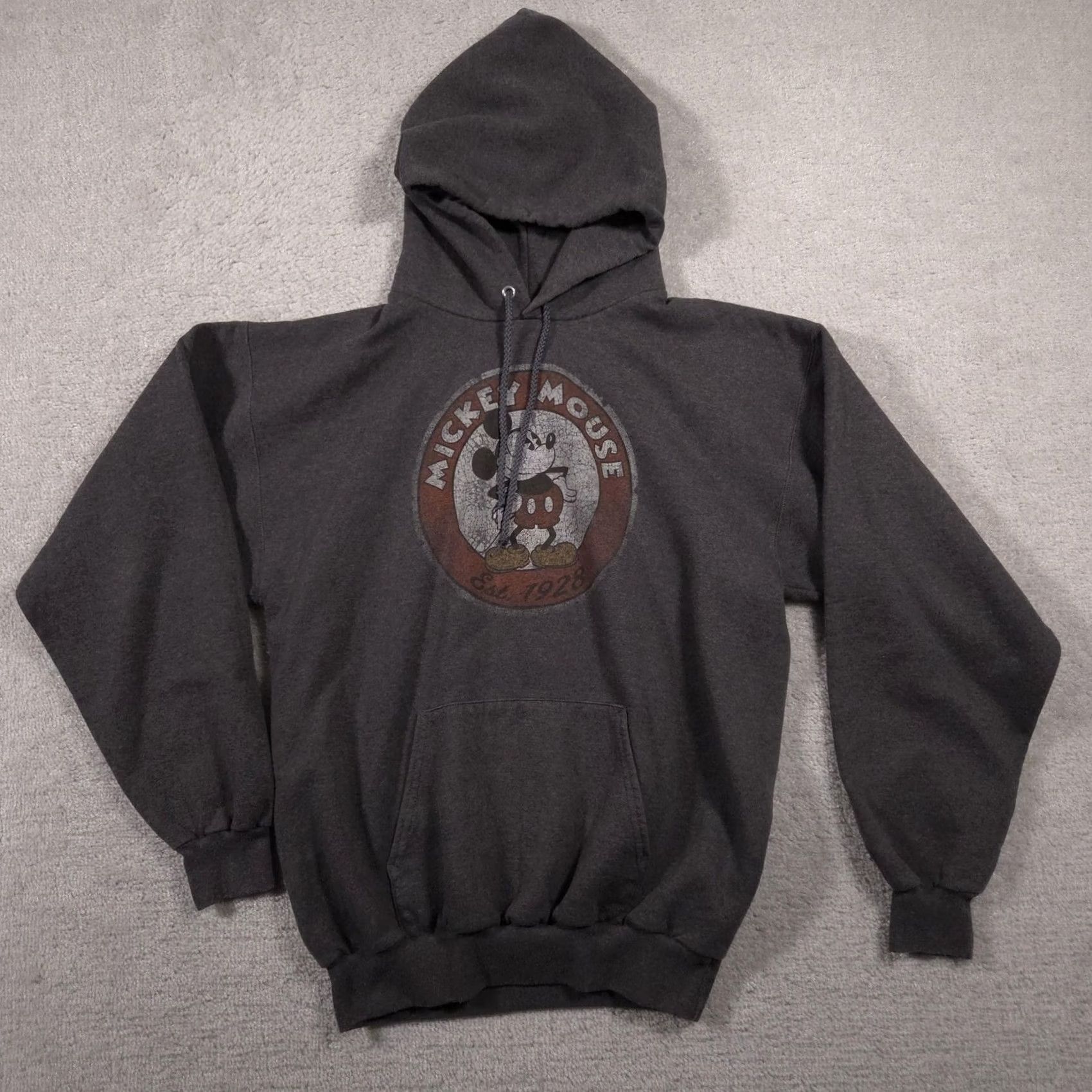 Disney VINTAGE Disney Parks Mickey Mouse Hoodie Mens M Gray Pullover Graphic Est 1928 Size US M / EU 48-50 / 2 - 2 Thumbnail