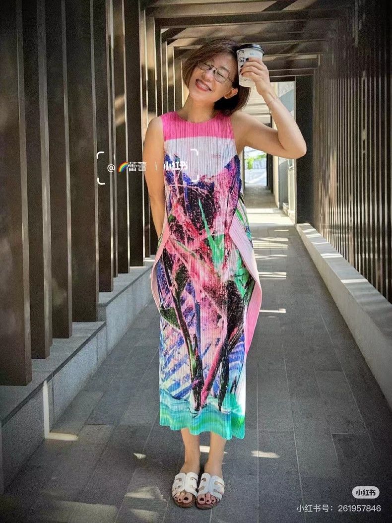 Issey Miyake size:3 Pink southern ice flower dress