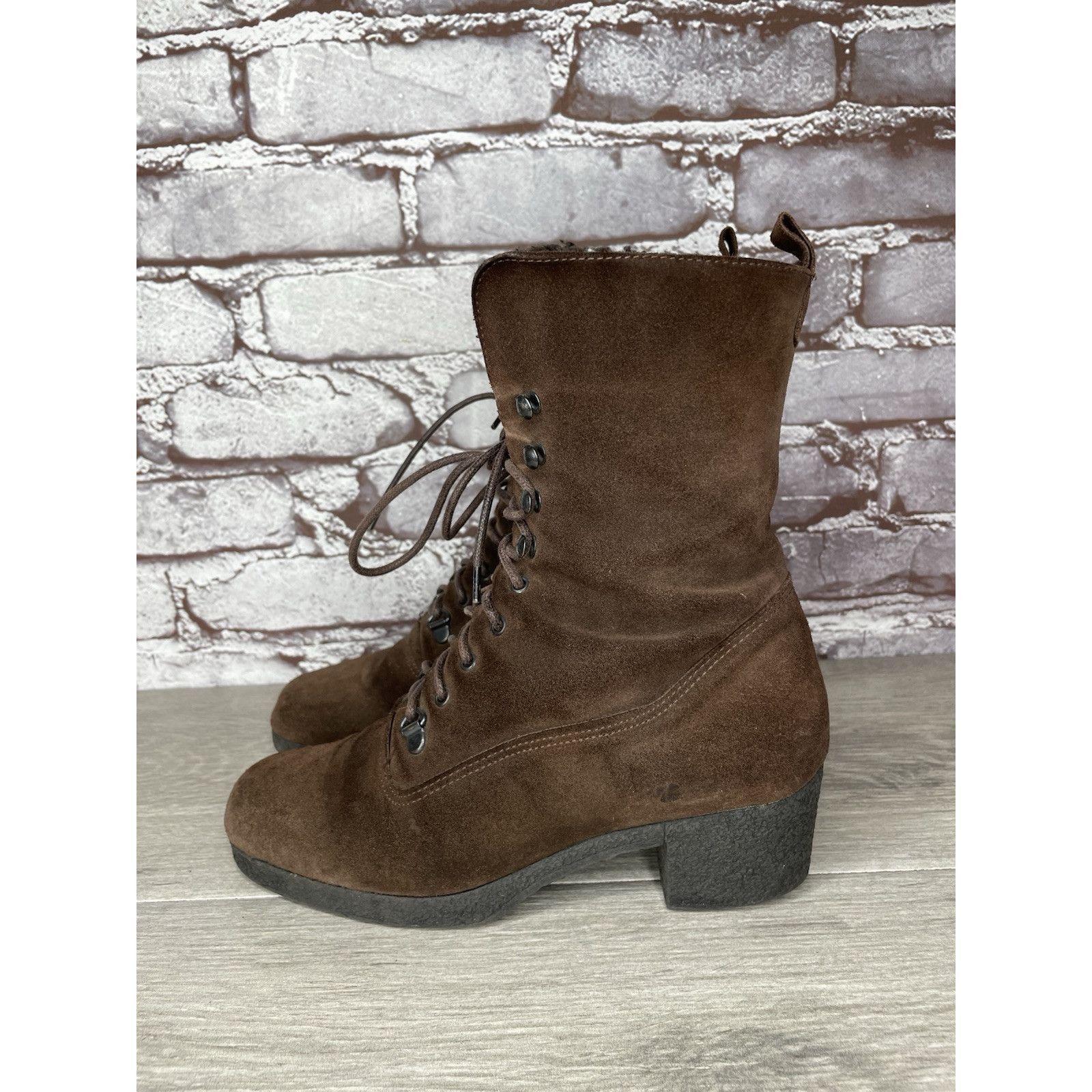 Aquatalia Aquatalia Marvin K Brown Suede Lace Up Block Heel Combat Boo Size US 6 / IT 36 - 1 Thumbnail