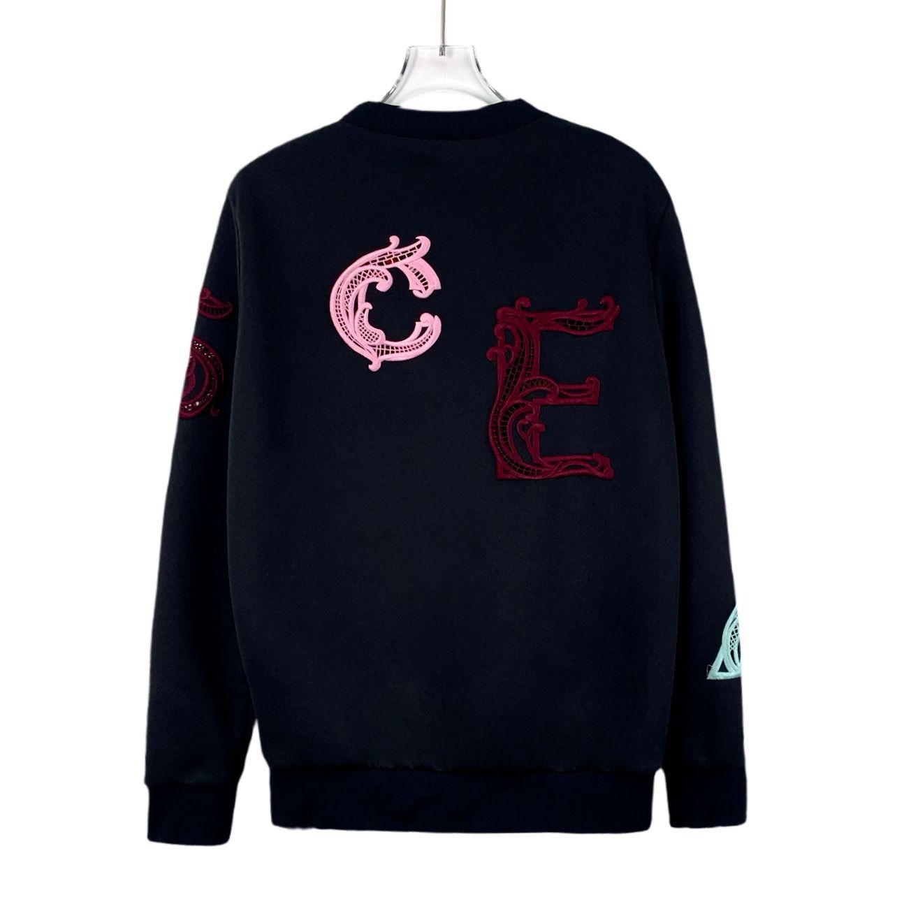 Versace Versace Black Logo Cutout Embroidered Cotton Crewneck Sweats Size US M / EU 48-50 / 2 - 7 Thumbnail