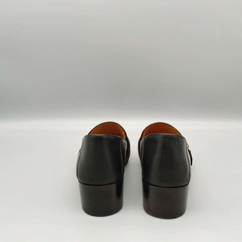 Gucci Gucci Black Leather Mid-Heel Loafer - Size US 5.5 / EU 38 - 4 Thumbnail