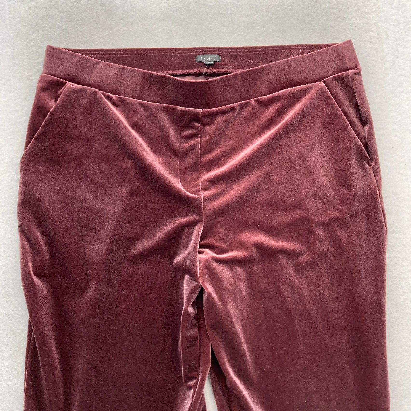 Loft LOFT Pull On Pants Women's XL Red Velvet Velour Stretch Skinny Ankle High Rise Size 26" / US 2 / IT 38 - 2 Thumbnail