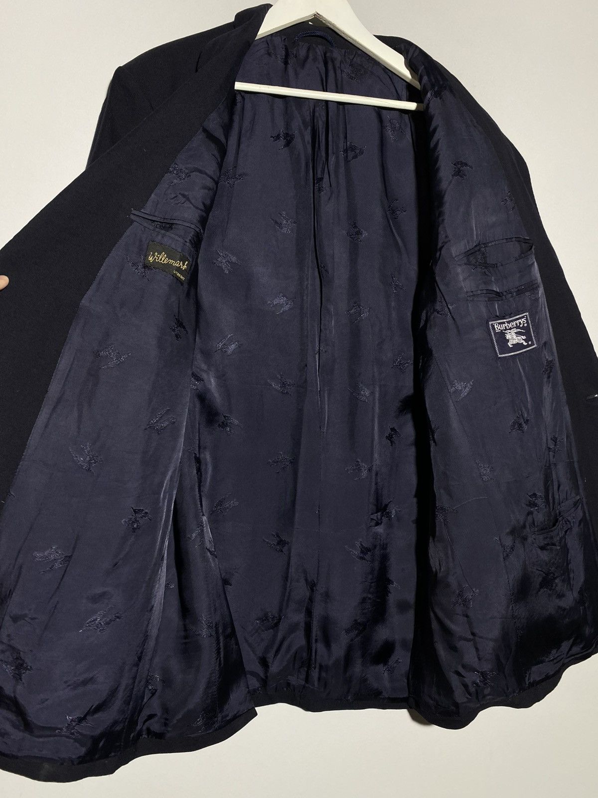 Burberry Vintage 90s Burberrys Blazer Jacket With Gold Logo Button Size 50R - 12 Thumbnail