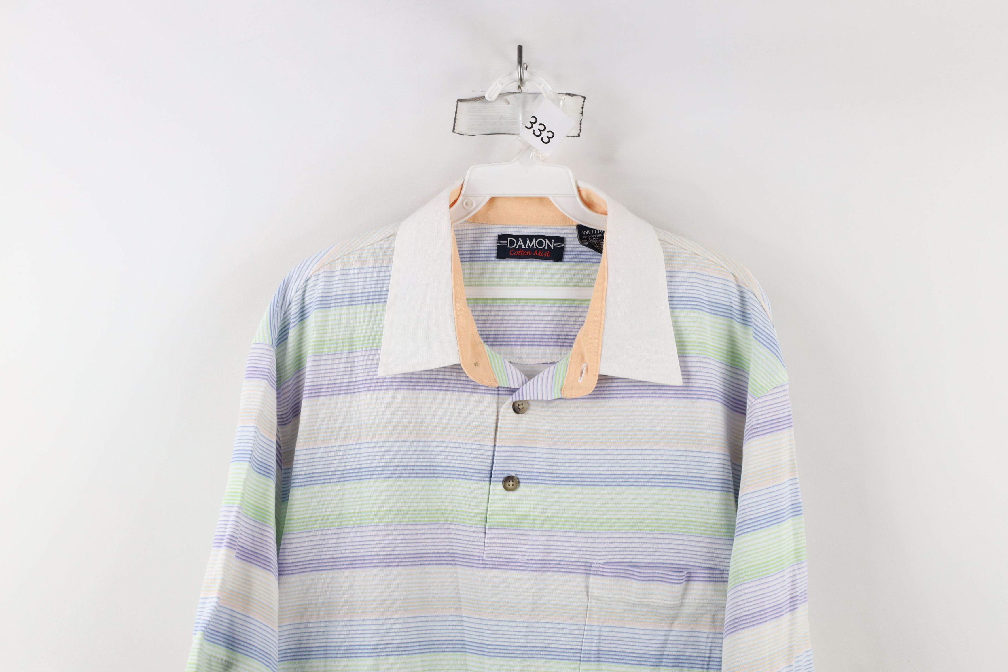 Vintage Vintage 90s Streetwear Pastel Striped Collard Golf Polo Size US XXL / EU 58 / 5 - 2 Thumbnail