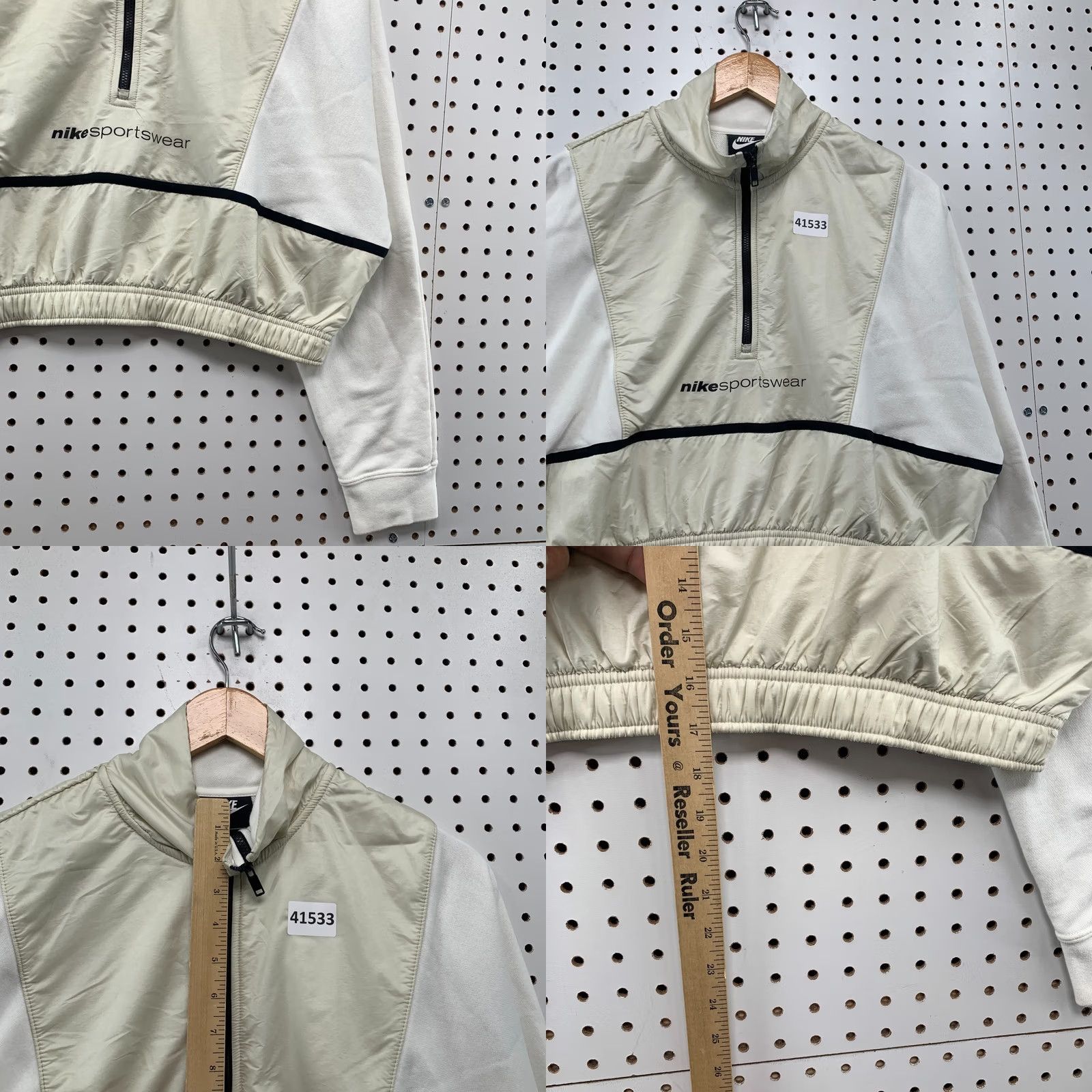 Nike Nike Sportswear Cropped 1/2 Zip Sweatshirt Womens M White Beige Sweatshirt Size M / US 6-8 / IT 42-44 - 8 Thumbnail