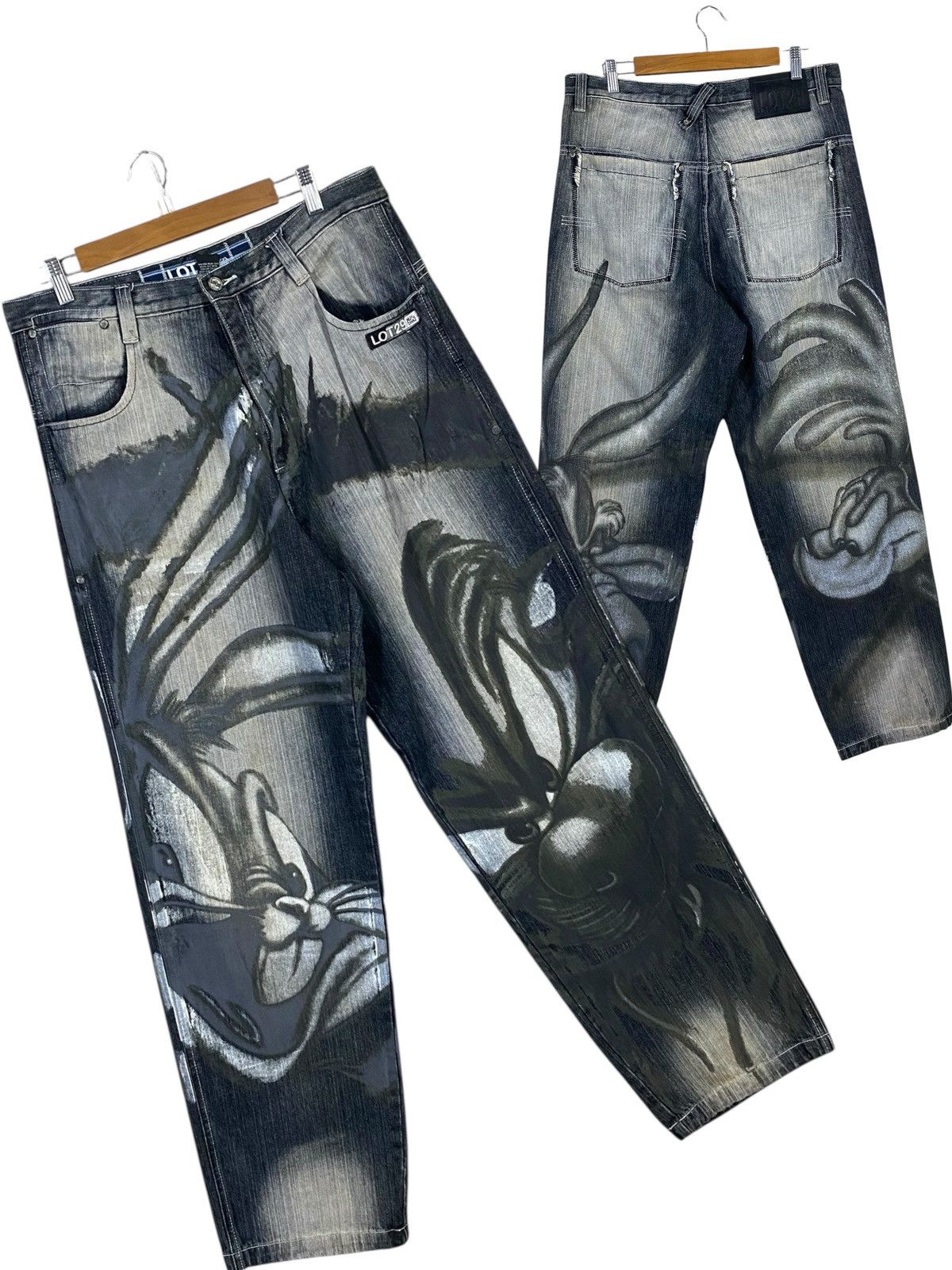 Cartoon Network Vintage LOT29 x looney tunes denim hand printed baggy style Size US 34 / EU 50 - 1 Thumbnail