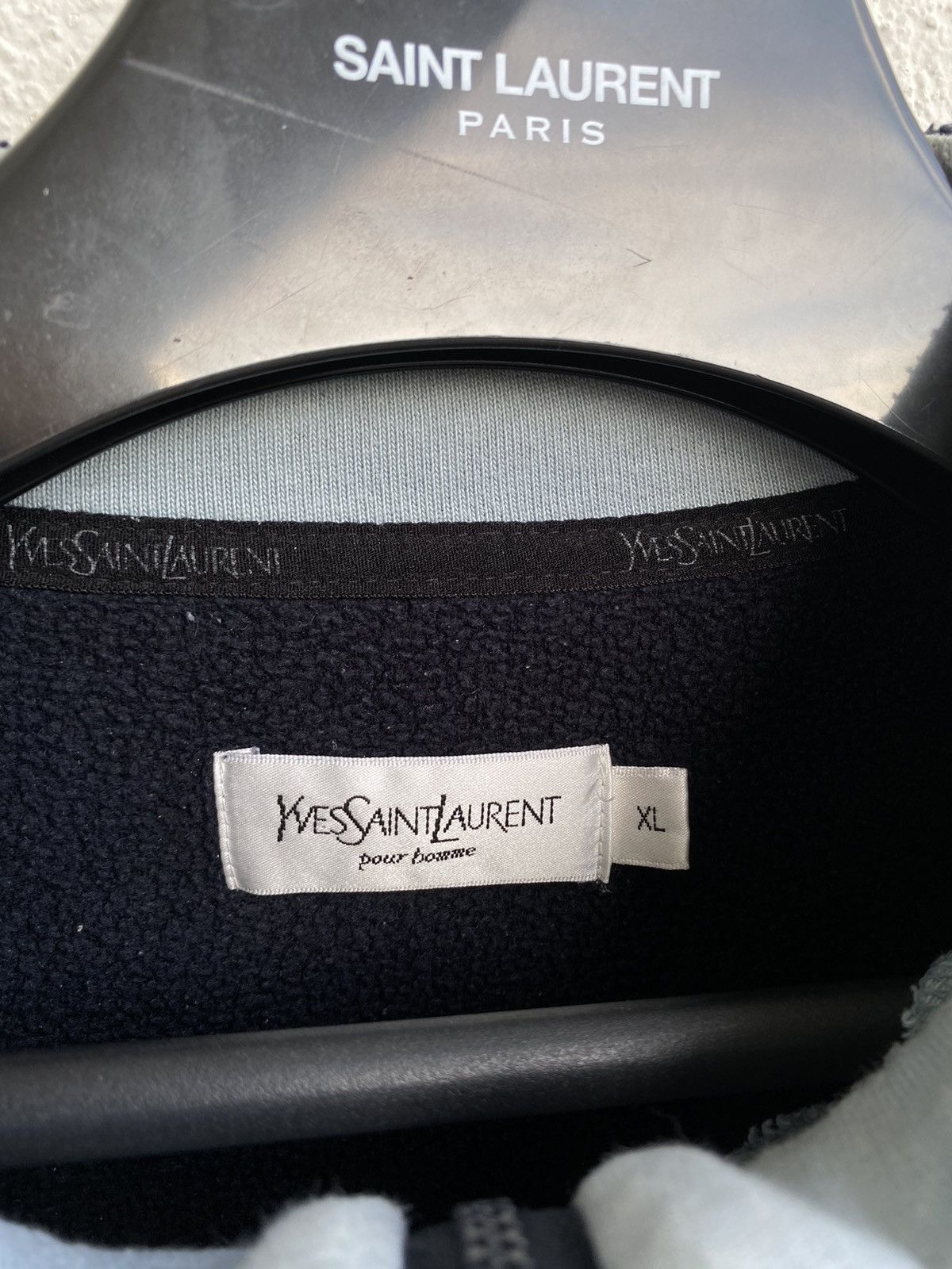 Yves Saint Laurent Fleece Big Logo YSL Sweatshirt 1/4 Zip YSL Sweater Size US XL / EU 56 / 4 - 4 Thumbnail