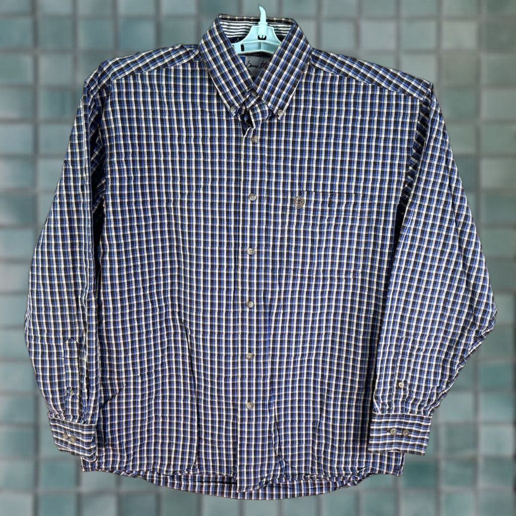 Wrangler VINTAGE Wrangler George Strait Cowboy Cut Plaid Button-Down Shirt Mens M Blue 46 Chest Regular Fit Long Sleeve Size US M / EU 48-50 / 2 - 1 Thumbnail