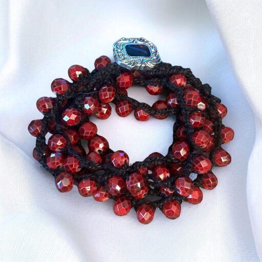 Other Woven dark red faceted bead wrap bracelet Size ONE SIZE - 1 Thumbnail