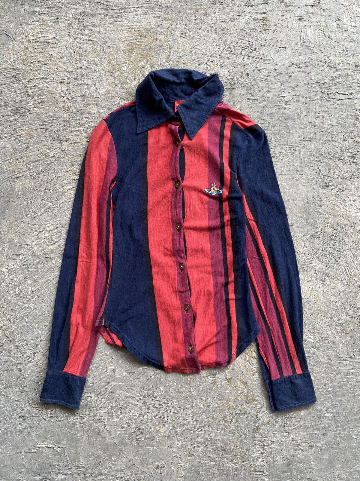 2000s Vivienne Westwood - Red Label Stripe Orb Button Shirt