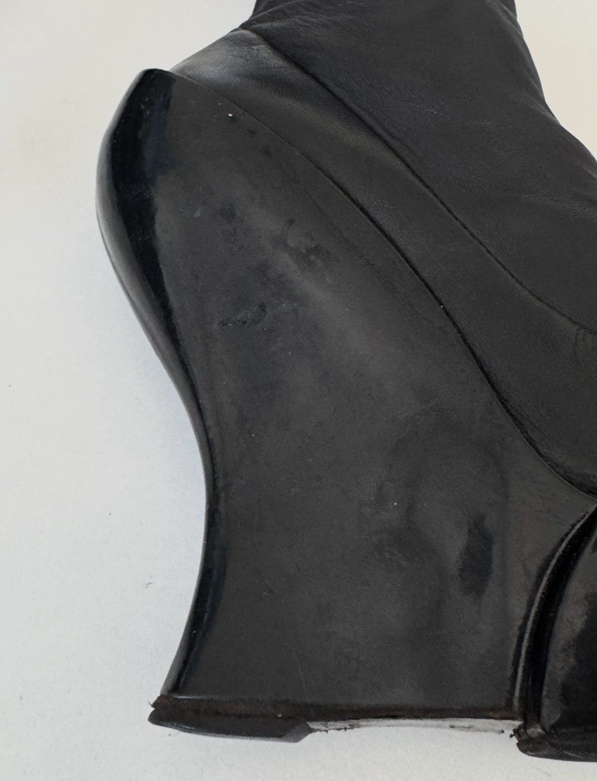 Celine Celine Black Leather Knee High Wedge Platform Boots Archive Size US 6 / IT 36 - 5 Thumbnail