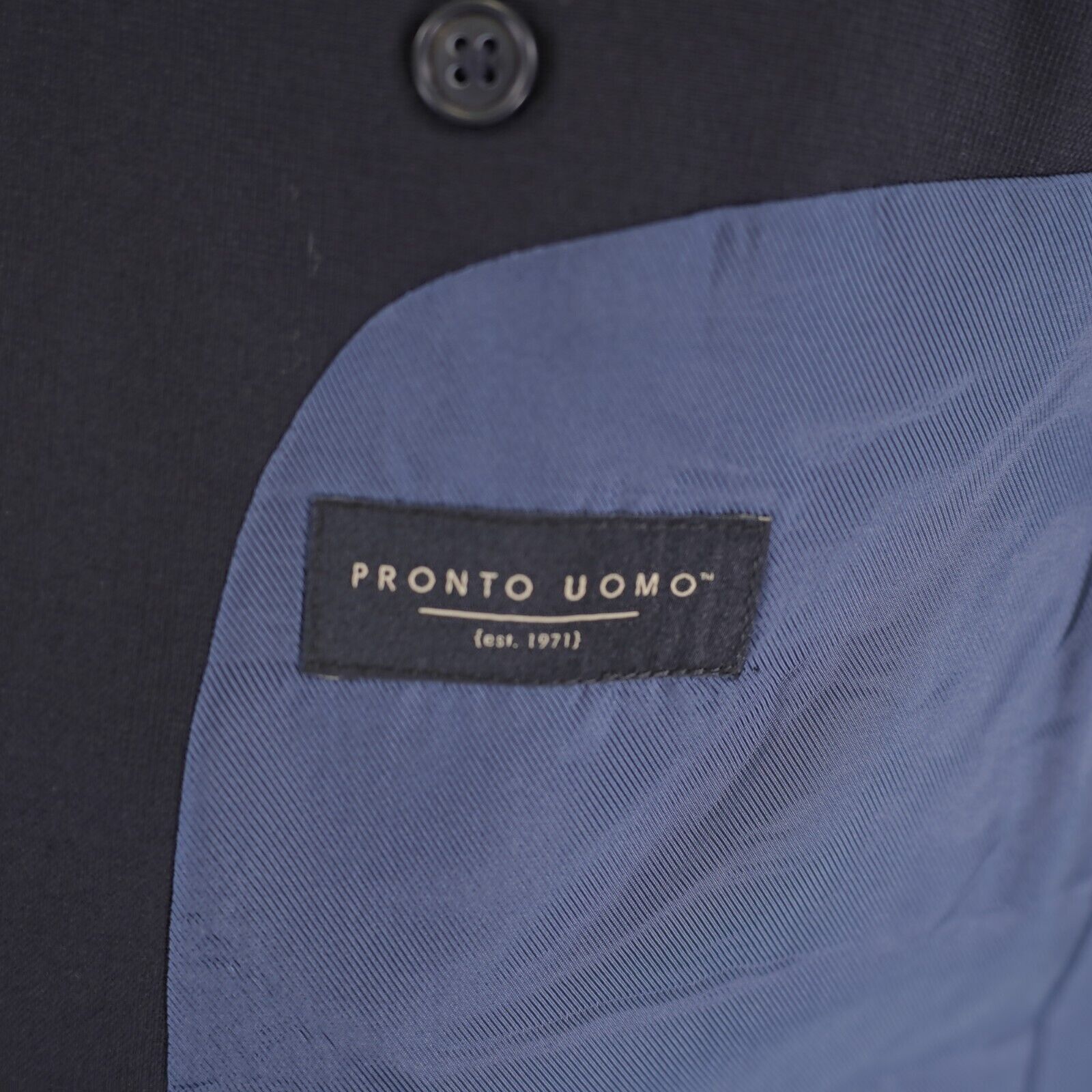 Pronto Uomo Pronto Uomo Blue Wool Basketweave 2 Button Suit Jacket 46R O Size 46R - 8 Thumbnail