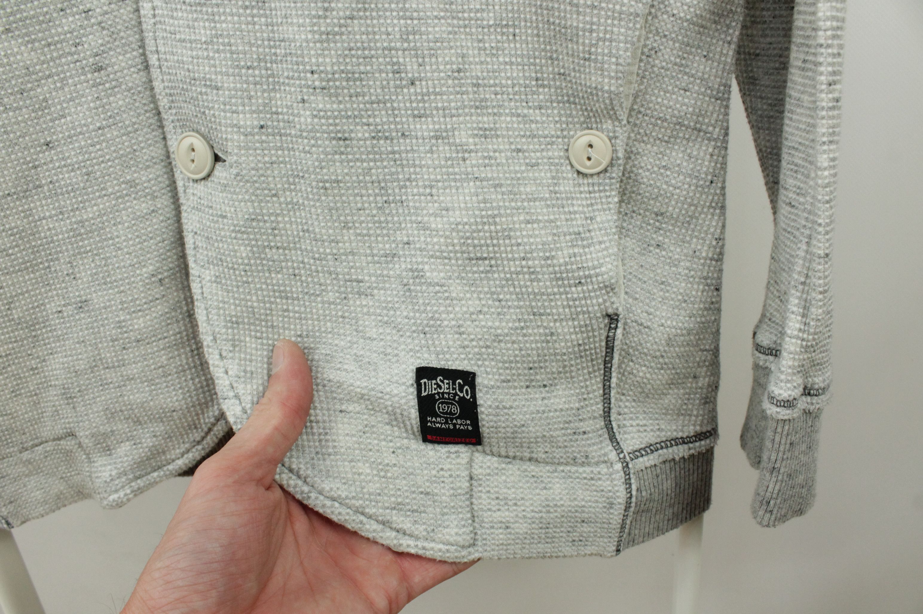 Diesel Diesel Gray Waffle Cotton Shawl Colar Cardigan Men's Size US L / EU 52-54 / 3 - 4 Thumbnail