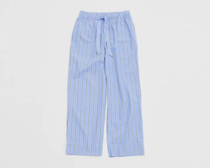 Tekla o1mle0525 Unisex Poplin Pyjamas Pants Bassett Stripes Blue Size 24" / US 00 / IT 34 - 1 Thumbnail