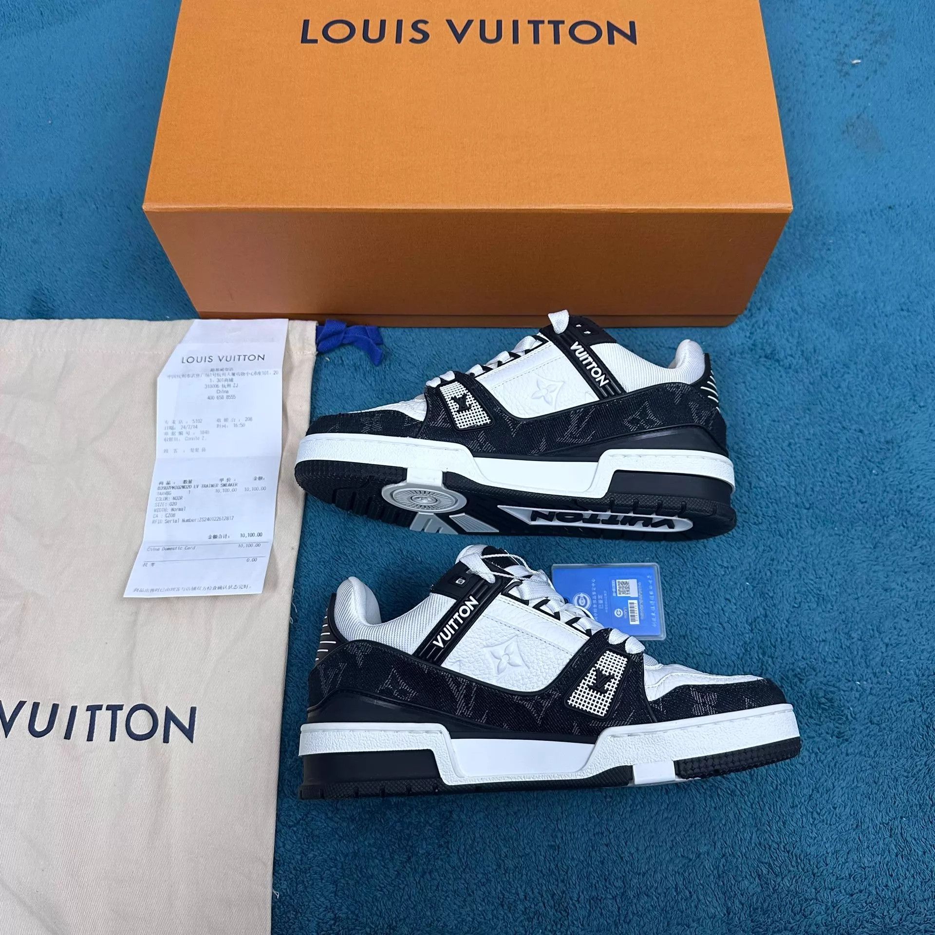 Louis Vuitton LV Trainer Black & White Panda Print Denim 36 Size US 5.5 / IT 35.5 - 3 Thumbnail