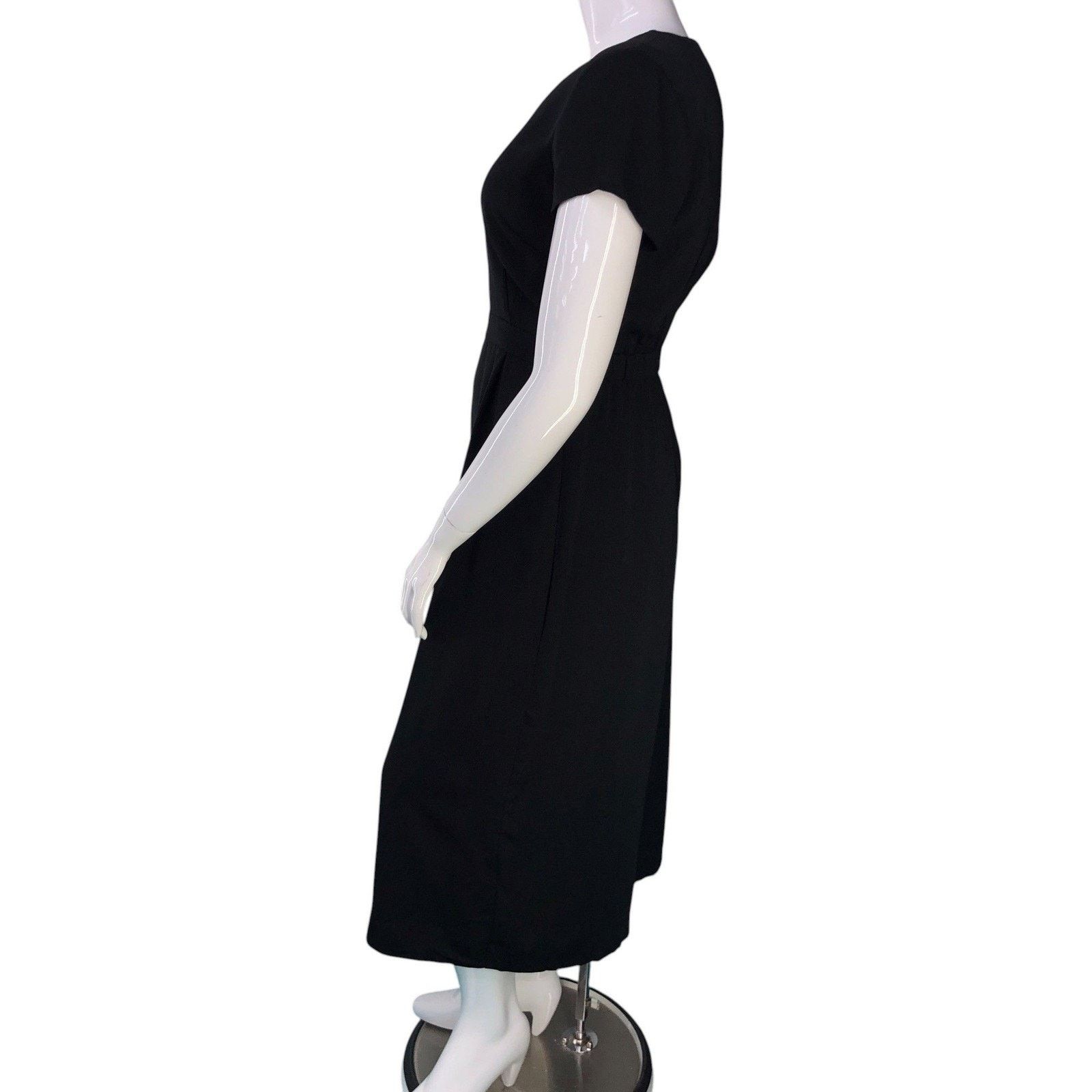 J.Crew J.Crew Jumpsuit 12 Drapey Wrap Back Black Cropped Wide Leg Size 34" / US 12 / IT 48 - 5 Thumbnail