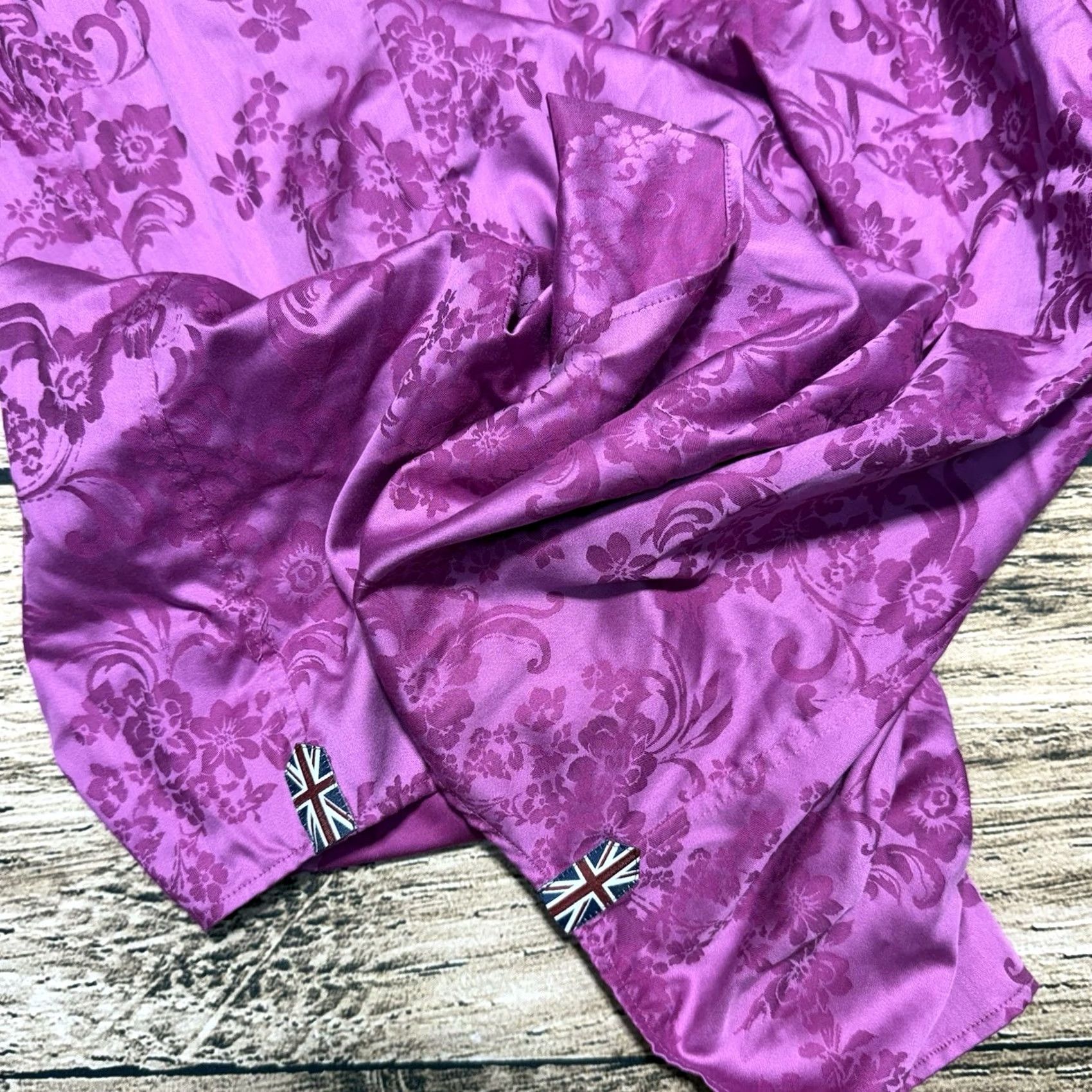 Vintage Hawes & Curtis Chelsea Shirt Men's XL Purple Floral Jermyn Street London NWT Size US XL / EU 56 / 4 - 5 Thumbnail
