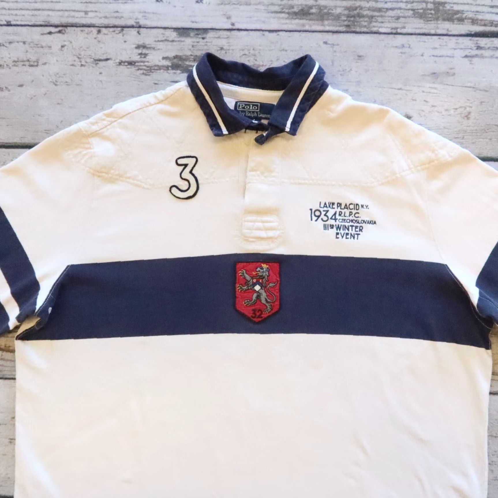 Polo Ralph Lauren VINTAGE Polo Ralph Lauren Lake Placid Crest 1934 Rugby Shirt Size US XXL / EU 58 / 5 - 2 Thumbnail