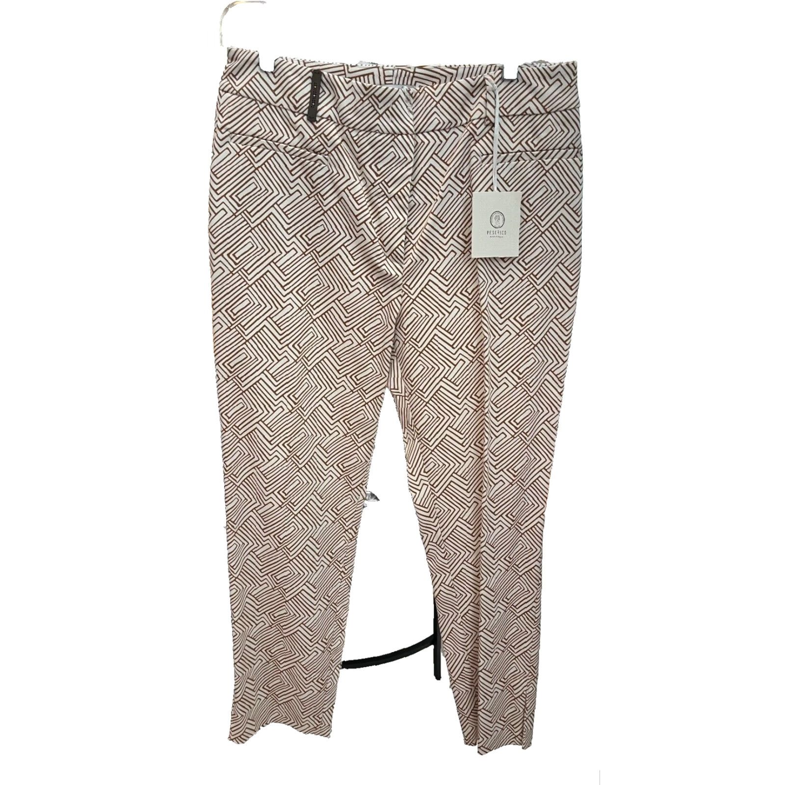 Peserico Peserico Cropped Trousers Women Regular-fit Multicolor Geometric Print High Waist Zip Front Pockets 16 US 52 EU Camel-Butter SUMMER 23 Italy Designer Size 38" / US 16 / IT 52 - 7 Thumbnail