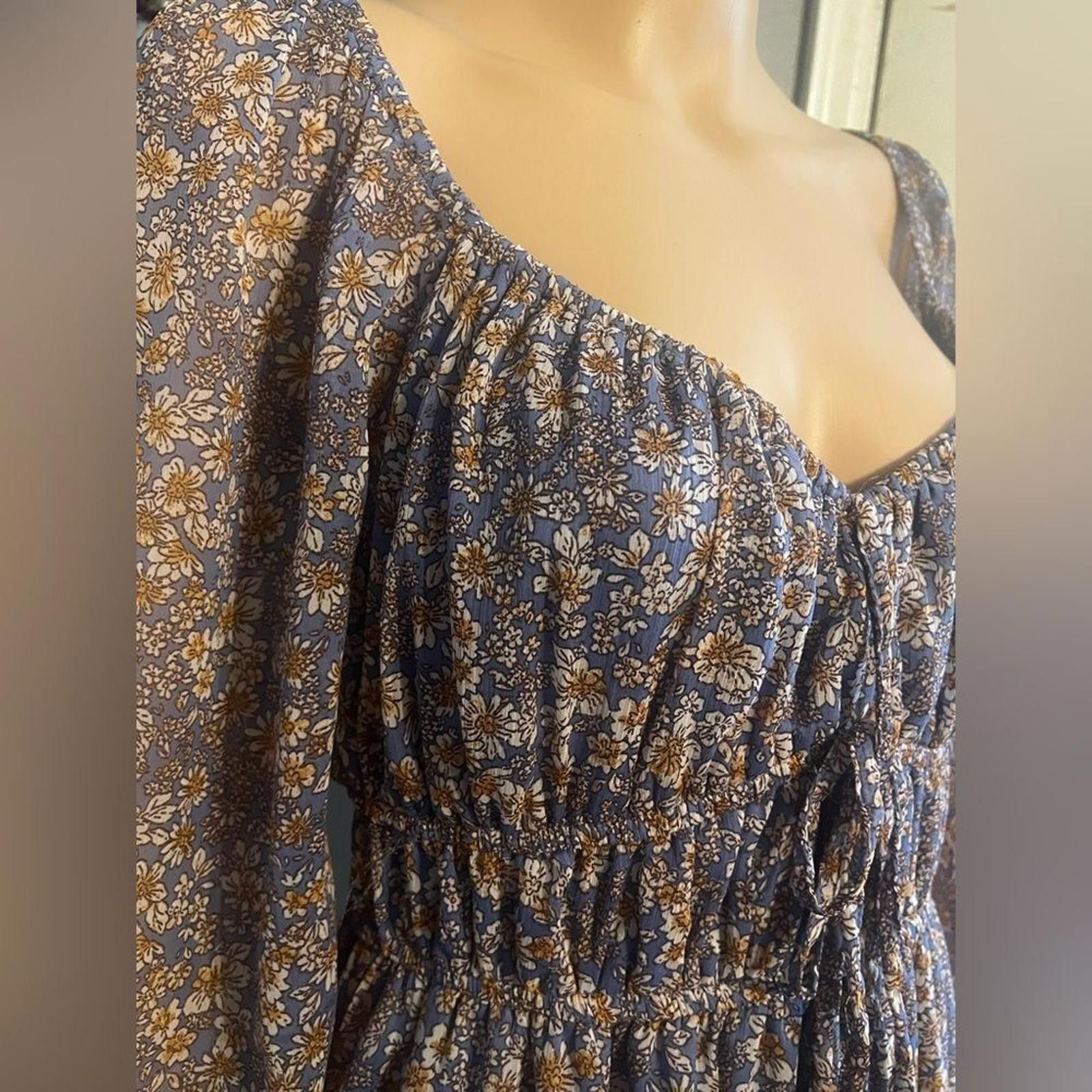 Nunn Bush Blush Women's M Floral Smocked Long Sleeve Midi Dress Boho Size M / US 6-8 / IT 42-44 - 9 Thumbnail