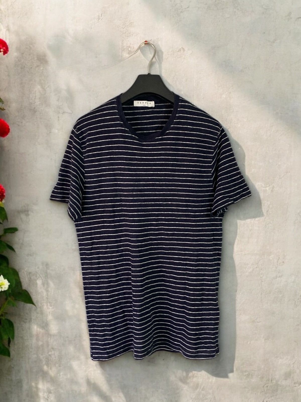 Sandro Paris striped linen tee tshirt S y2k drip old money