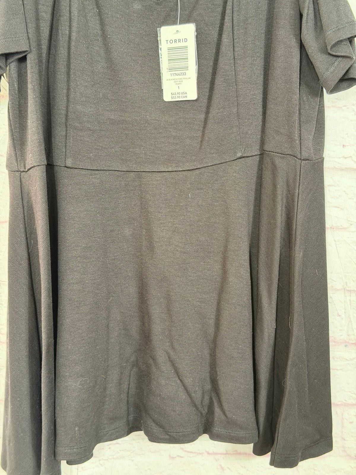 Other Torrid Black Mesh Yoke Peplum Top Size 1 NWT Size XL / US 12-14 / IT 48-50 - 4 Thumbnail