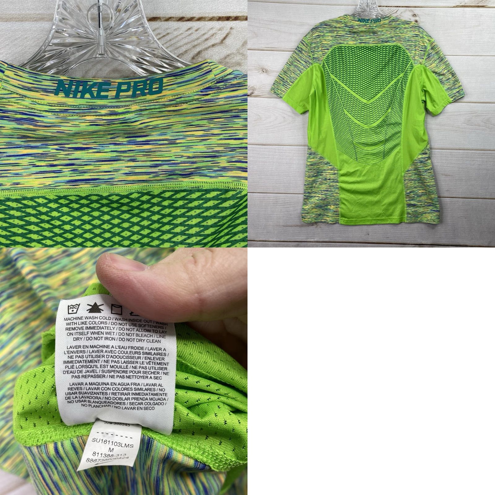 Nike Nike Pro Shirt Mens M Green Heather Dri-Fit Fitted Short Sleeve Performance Gym Size US M / EU 48-50 / 2 - 8 Thumbnail