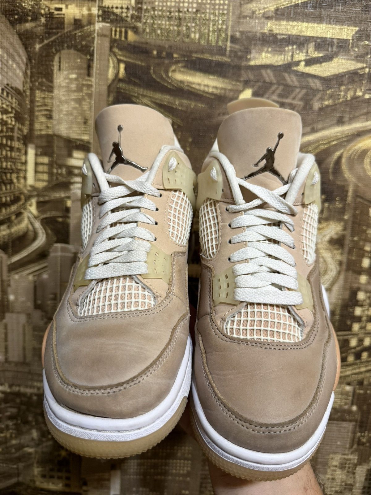 Jordan Brand Size 5.5 Women Nike Air Jordan 4 Retro Shimmer Beige Tan Size US 5.5 / IT 35.5 - 2 Thumbnail