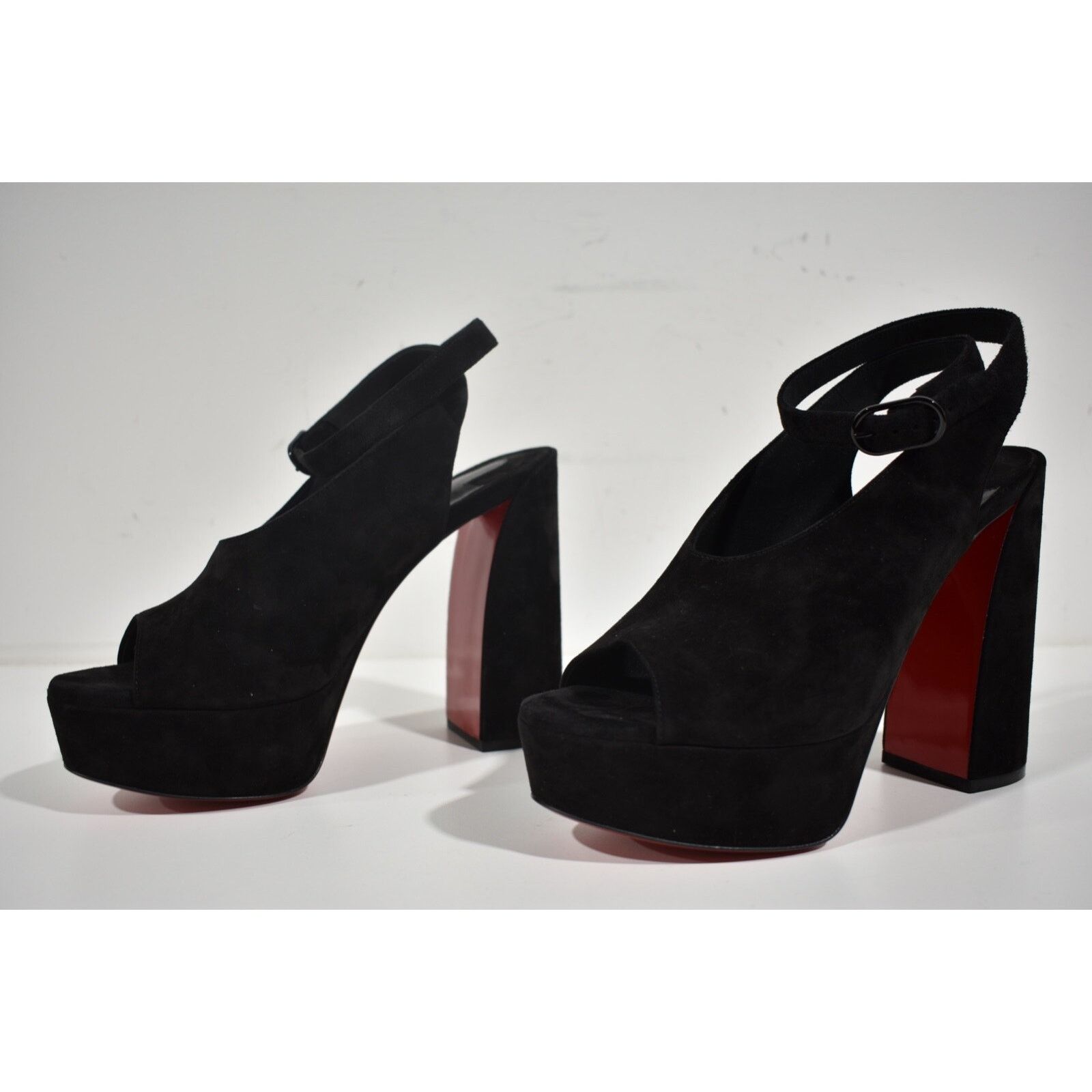 Christian Louboutin Movida Irina 130 Black Platform Sandal Block Heel Pump 40 Size US 10 / IT 40 - 10 Thumbnail