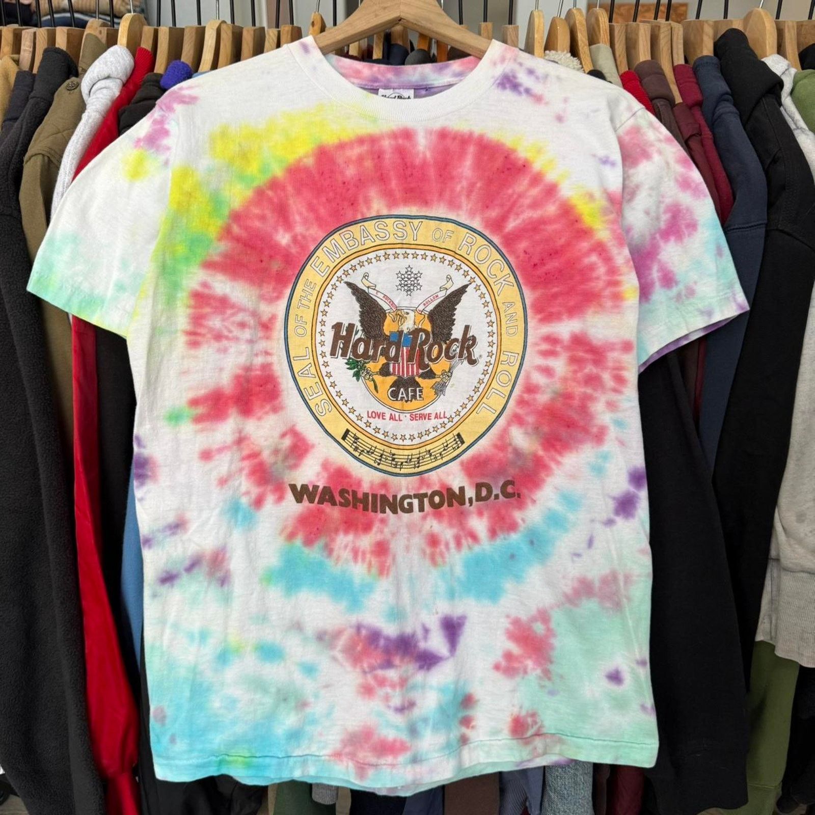 Hard Rock Cafe Vintage 90s Hard Rock Cafe Washington D.C. Tie Dye T-Shirt Size US L / EU 52-54 / 3 - 1 Thumbnail