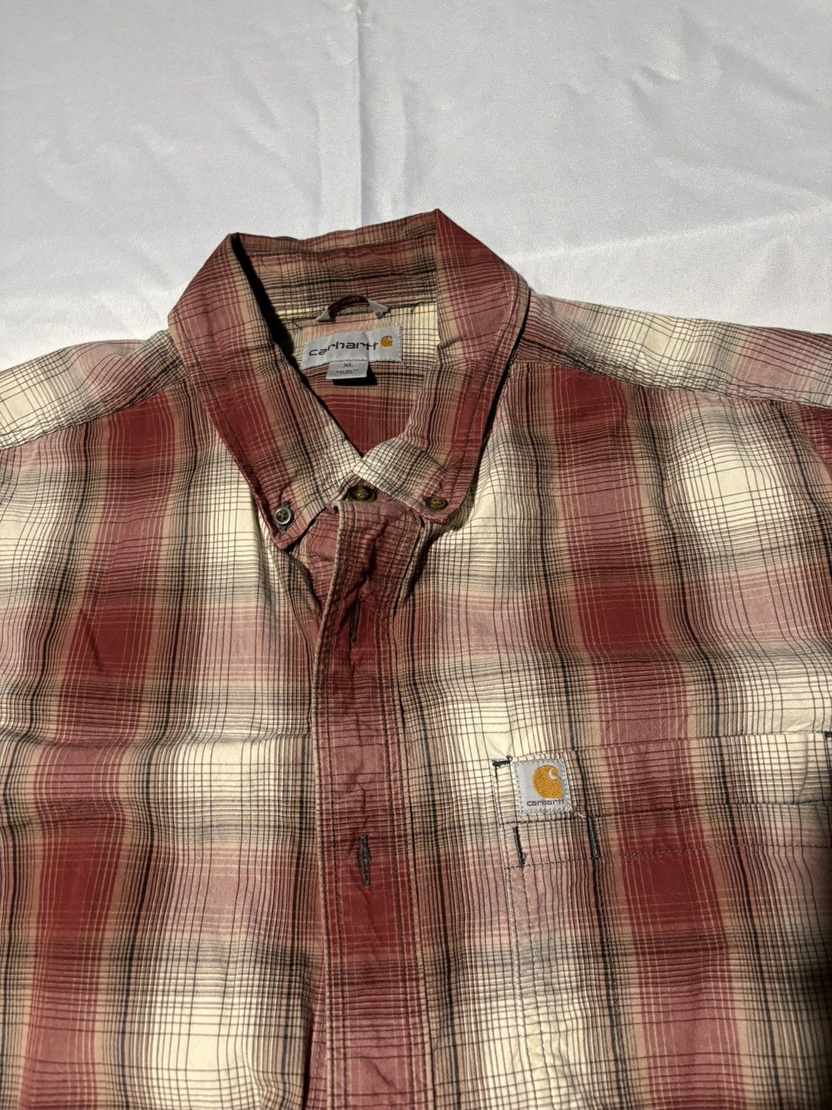 Carhartt Burgundy plaid Carhartt short sleeve boxy fit button up Size US XL / EU 56 / 4 - 2 Thumbnail