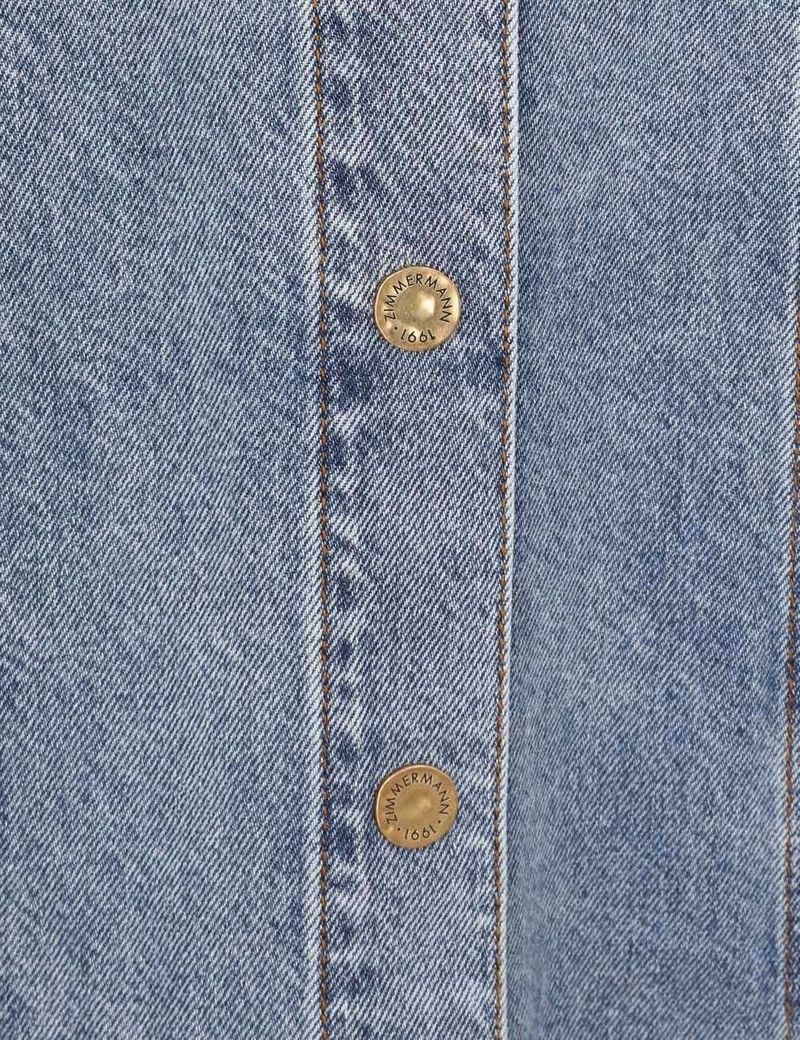 Zimmermann oc11z0226 Illuminate Denim Flare Skirt In Blue Size 27" / US 4 / IT 40 - 6 Thumbnail