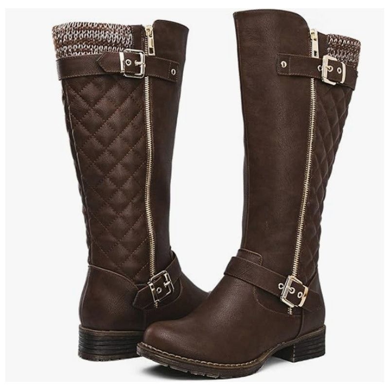 The Unbranded Brand Women's Quilted Knee-High Riding Boots SIZE 7.5 Size US 7.5 / IT 37.5 - 2 Thumbnail
