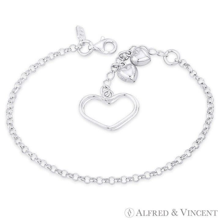 Other Double Open-Heart Puffed Heart Rolo Chain Bracelet 7.5" Size ONE SIZE - 1 Preview
