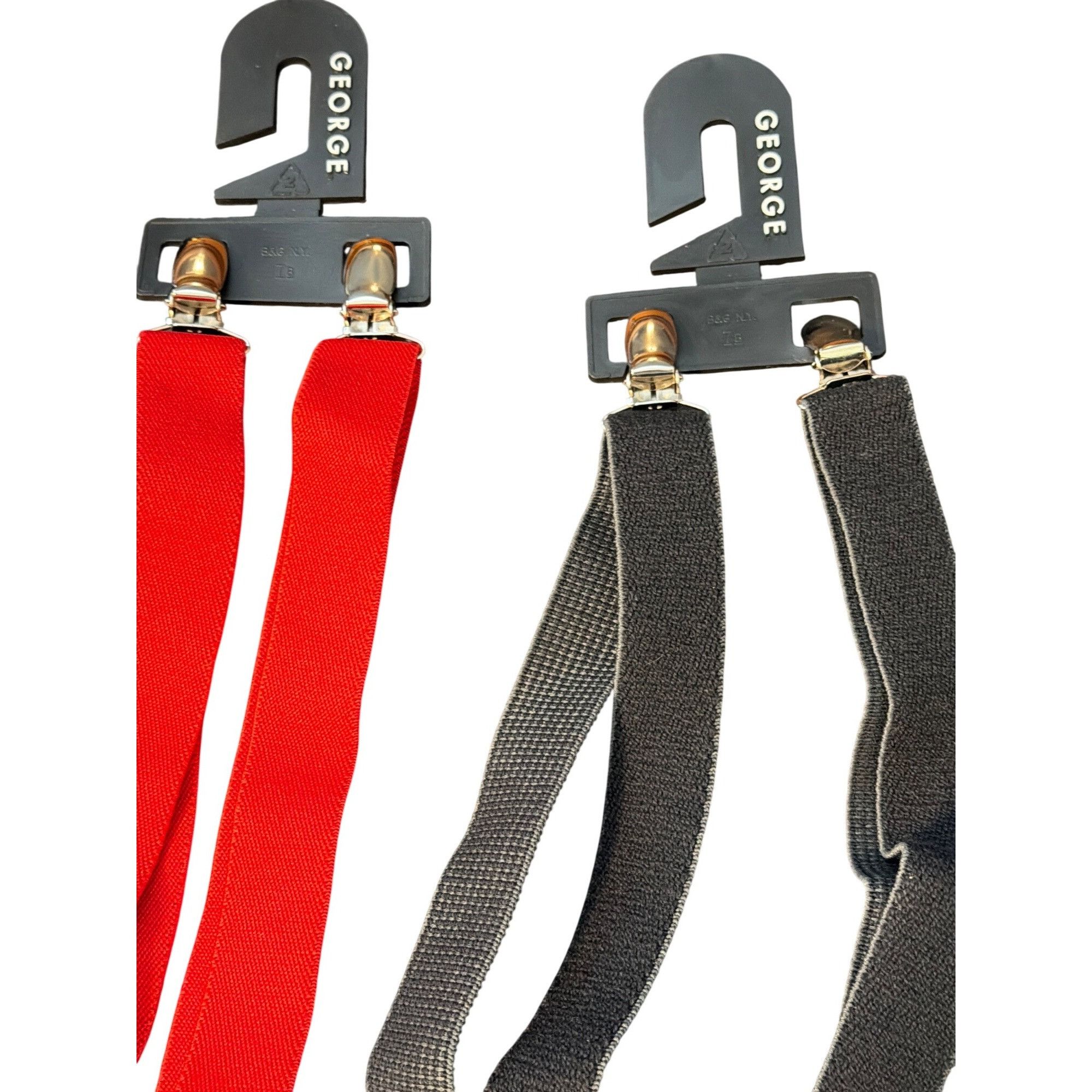 George Set Of 4 Adjustable Mens Suspenders George Red Black Anchors Size ONE SIZE - 3 Thumbnail