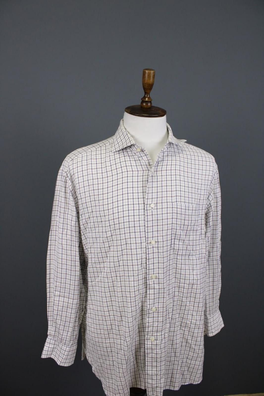 Luigi Borrelli Luigi Borrelli White Check Button Down Shirt Size 17 / 43 Size US M / EU 48-50 / 2 - 8 Thumbnail