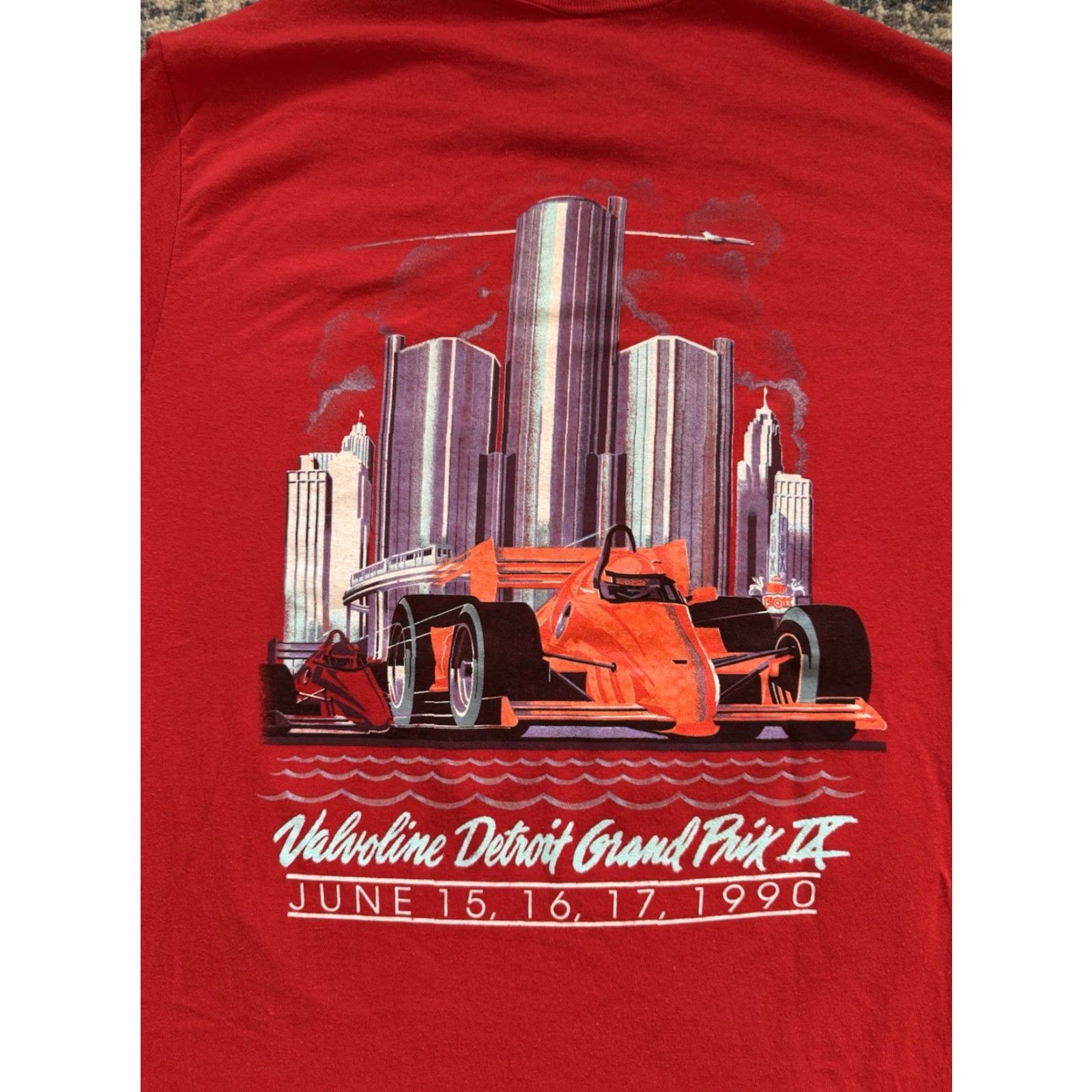 Logo 7 VINTAGE Valvoline Detroit Grand Prix IX T Shirt L 80s Red Logo 7 Men T-Shirt Cars Sports Graphic Print Crew Neck Short Sleeve Size US L / EU 52-54 / 3 - 5 Thumbnail