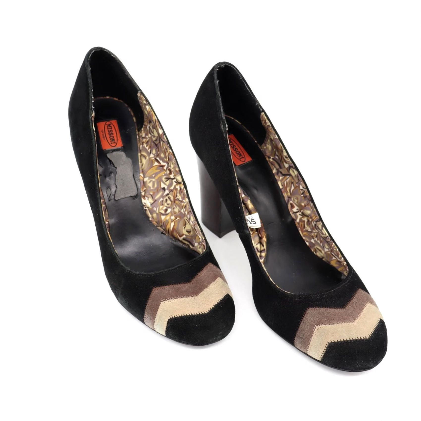 Missoni Missoni xTarget Black Suede Leather Chevron Block High Heel Pumps Sz 9.5 Women Size US 10 / IT 40 - 2 Thumbnail
