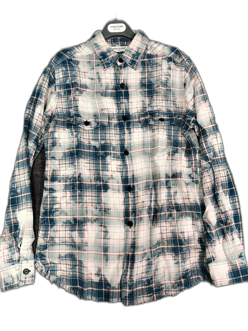 Saint Laurent Paris saint laurent distressed plaid button-up shirt-2507 Size US M / EU 48-50 / 2 - 7 Thumbnail