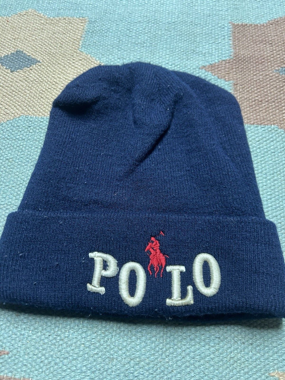 Vintage Vtg polo Ralph Lauren knit beanie winte spell out horse OSFA Size ONE SIZE - 3 Thumbnail
