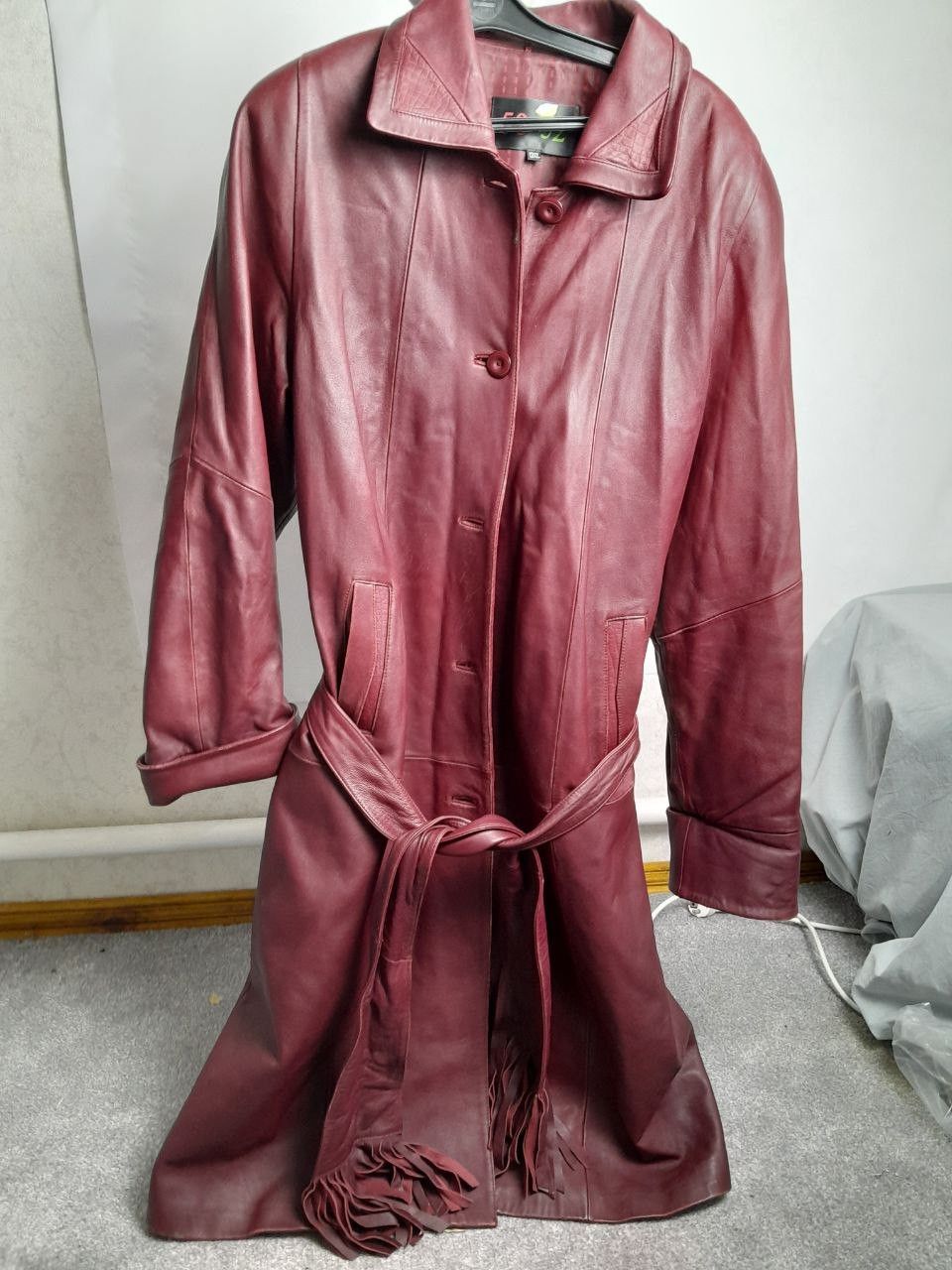 Other Vintage Leather Belted Trench Coat with Fringe - 2XL Size XXL / US 16-18 / IT 52-54 - 10 Thumbnail