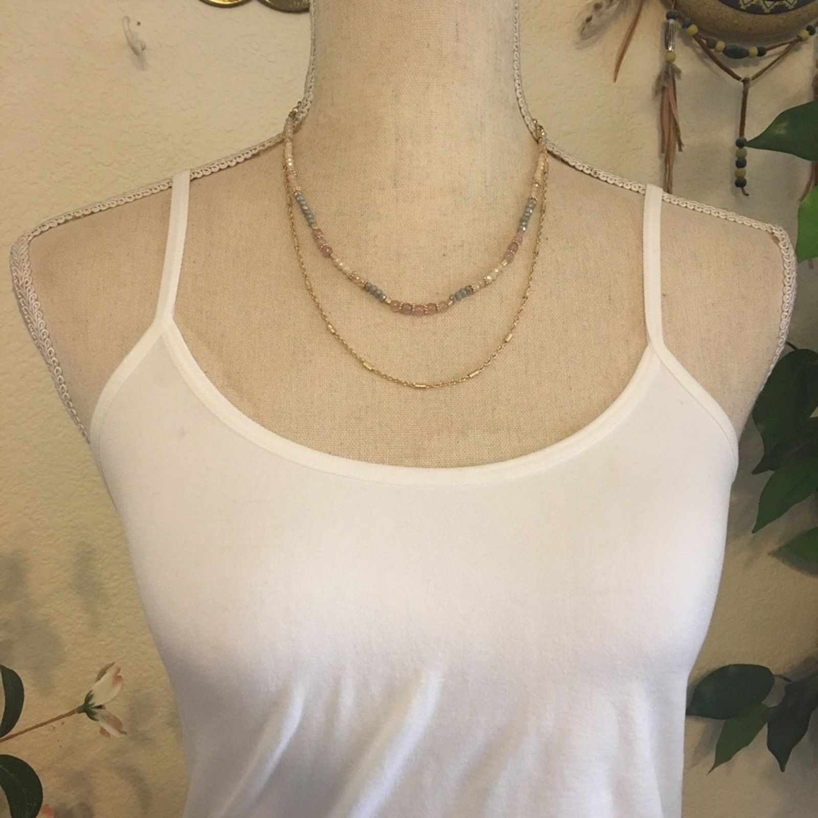 Jewelry Layered gold chain sparkle bead suede necklace Size ONE SIZE - 3 Thumbnail