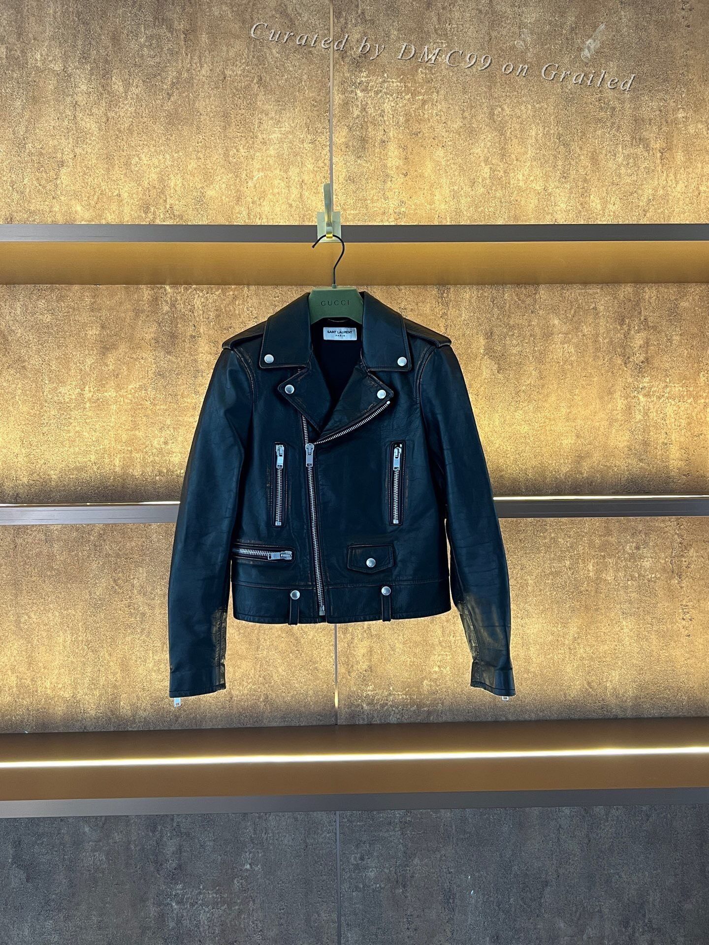 Saint Laurent Paris SLP Distressed Cat Leather Jacket Size XS / US 0-2 / IT 36-38 - 1 Thumbnail