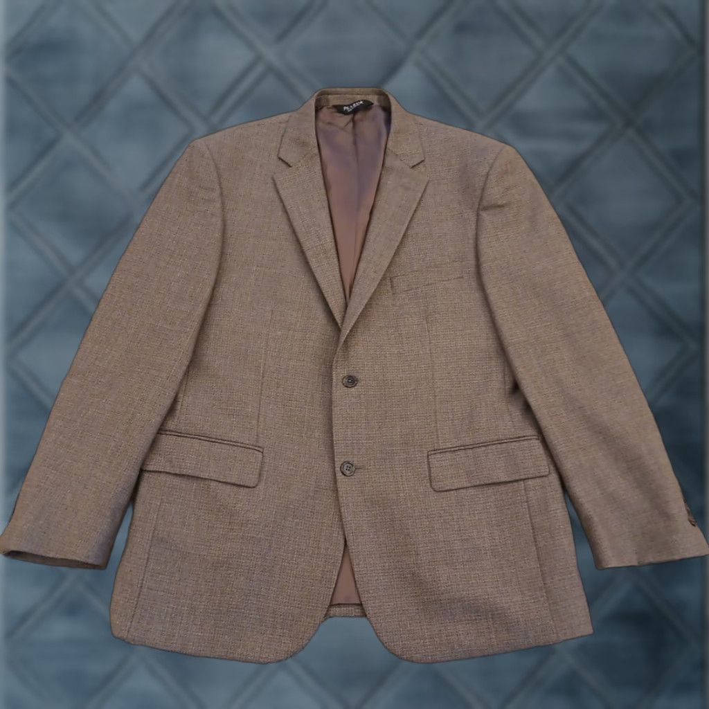 Jos. A. Bank Jos A. Bank Blazer Mens 43 Brown Wool Plaid Two Button Double Vent Notch Lapel Jacket Coat Size 46R - 1 Thumbnail