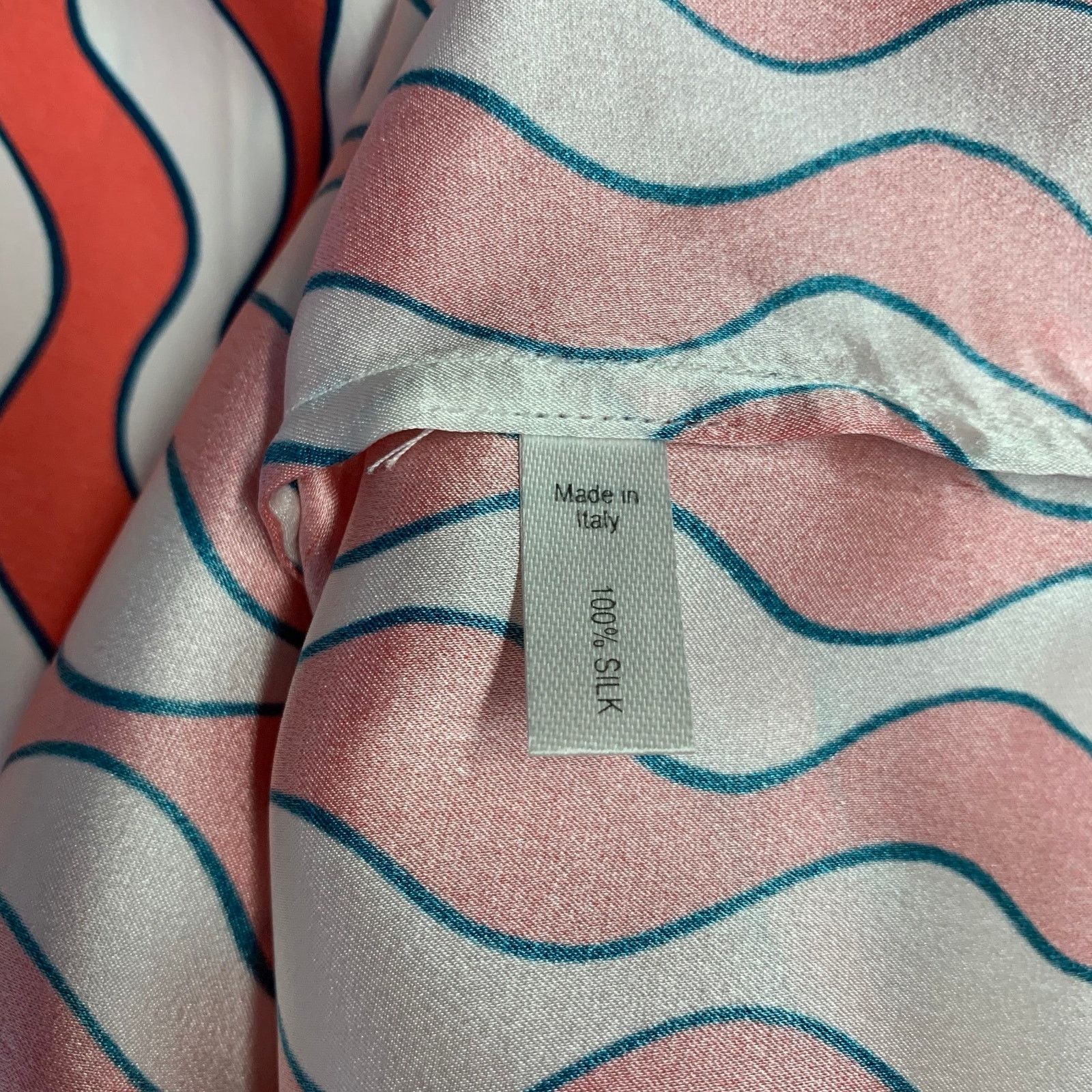 Other RAPHAELLA RIBOUD M Red White Silk Wavy Spread Collar Shirt Size M / US 6-8 / IT 42-44 - 7 Thumbnail