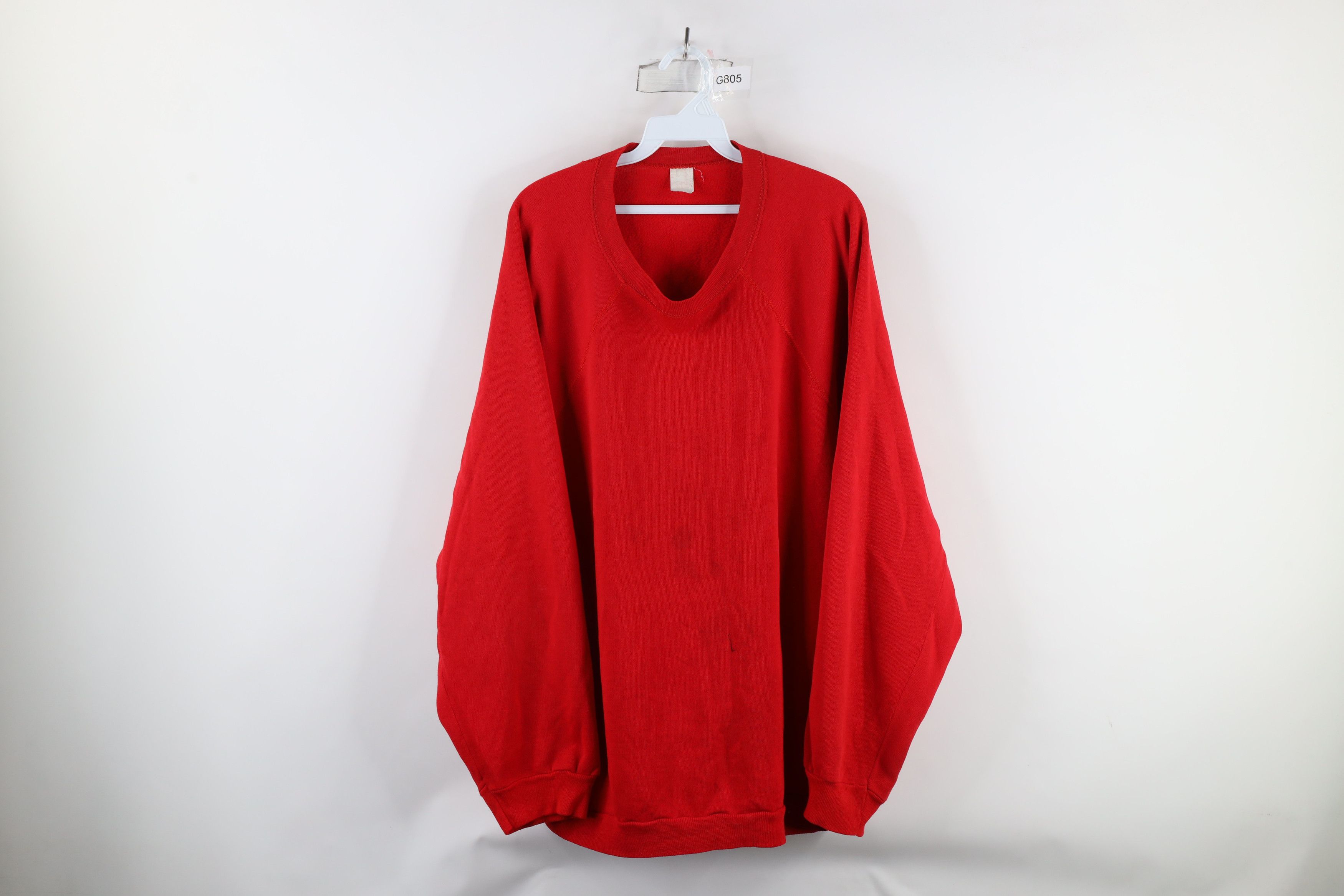 Vintage Vintage 90s Streetwear Blank Raglan Sweatshirt Red USA Size US XXL / EU 58 / 5 - 1 Thumbnail